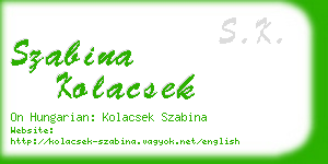 szabina kolacsek business card